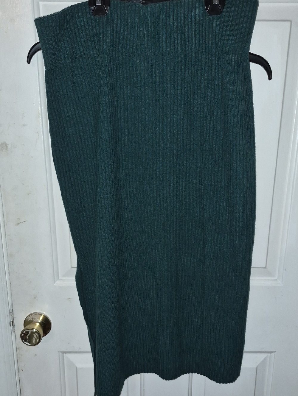 Express Ribbed Midi Skirt in Teal Green XL